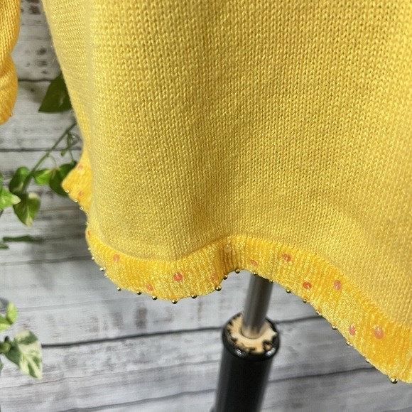 The Quacker Factory Sweater Plus size 1X Yellow Butterfly Sequins Beads Summer - Picture 9 of 15